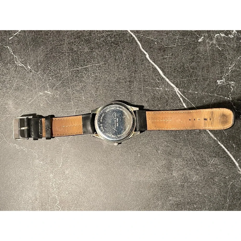 Mens Black Leather Kenneth Cole Watch - New Battery